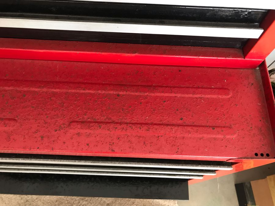 Vintage Sears Craftsman Metal Rolling Toolbox With Key Plus Blue Metal Box Shown On Top [Photo 7]