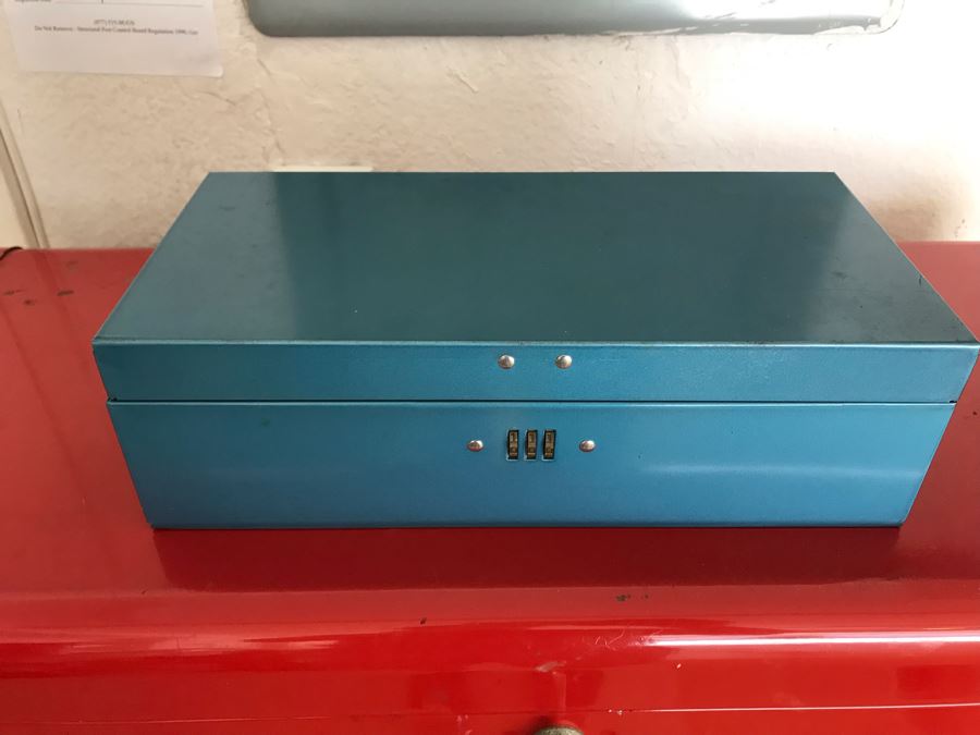 Vintage Sears Craftsman Metal Rolling Toolbox With Key Plus Blue Metal Box Shown On Top [Photo 5]