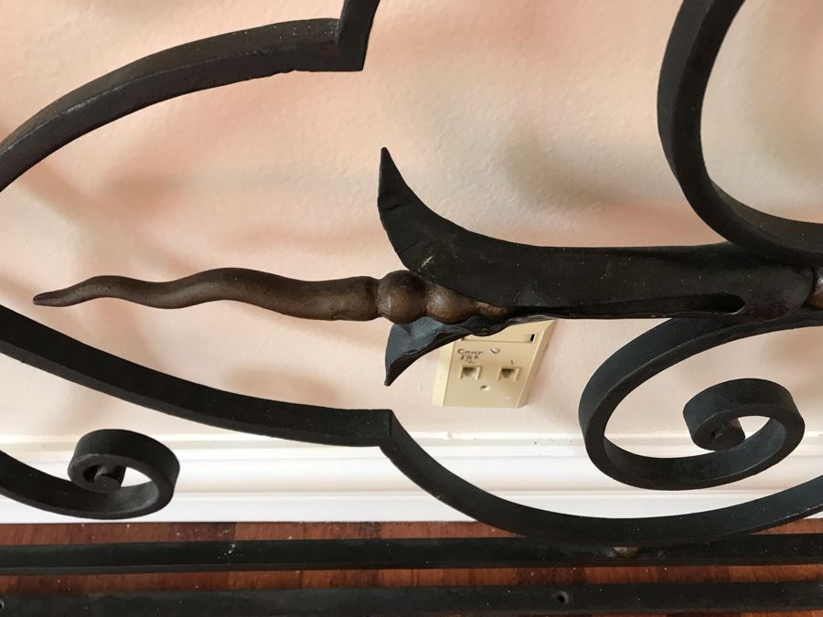 Antique French Solid Heavy Cast Iron Balcony Rail Used By Client As Headboard 88.5W X 32H [Photo 6]