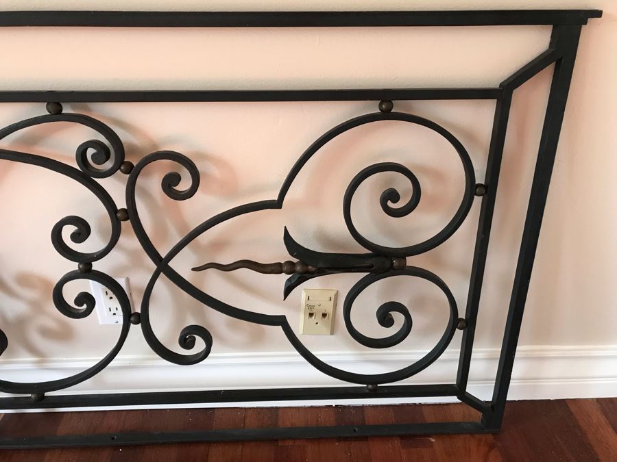 Antique French Solid Heavy Cast Iron Balcony Rail Used By Client As Headboard 88.5W X 32H [Photo 5]
