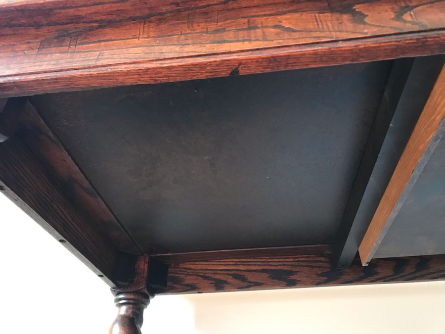 Stunning Antique Parquet Top Desk With Barley Twist Legs And Drawer 72W X 30D X 30H [Photo 13]