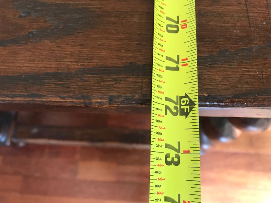 Stunning Antique Parquet Top Desk With Barley Twist Legs And Drawer 72W X 30D X 30H [Photo 16]