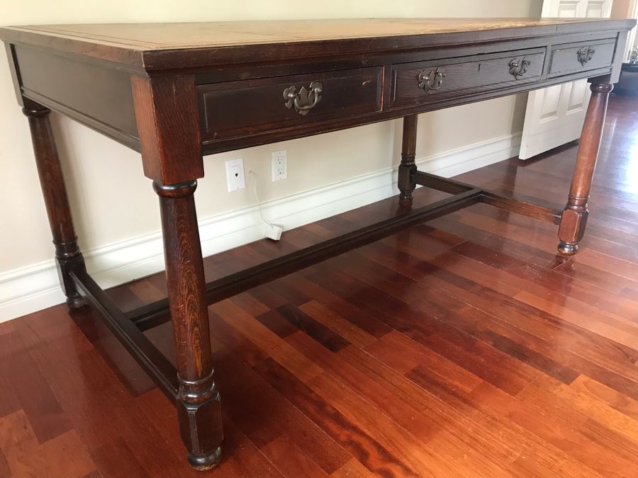 Vintage Leather Top 3-Drawer Desk 60W X 32D X 30.5H [Photo 3]