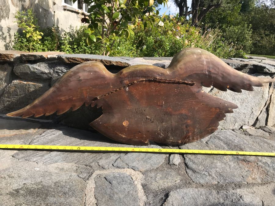 Old Deep-Relief Hand Carved Painted Wooden Eagle Clutching Arrows And Union Shield Purchased In Massachusetts [Photo 2]