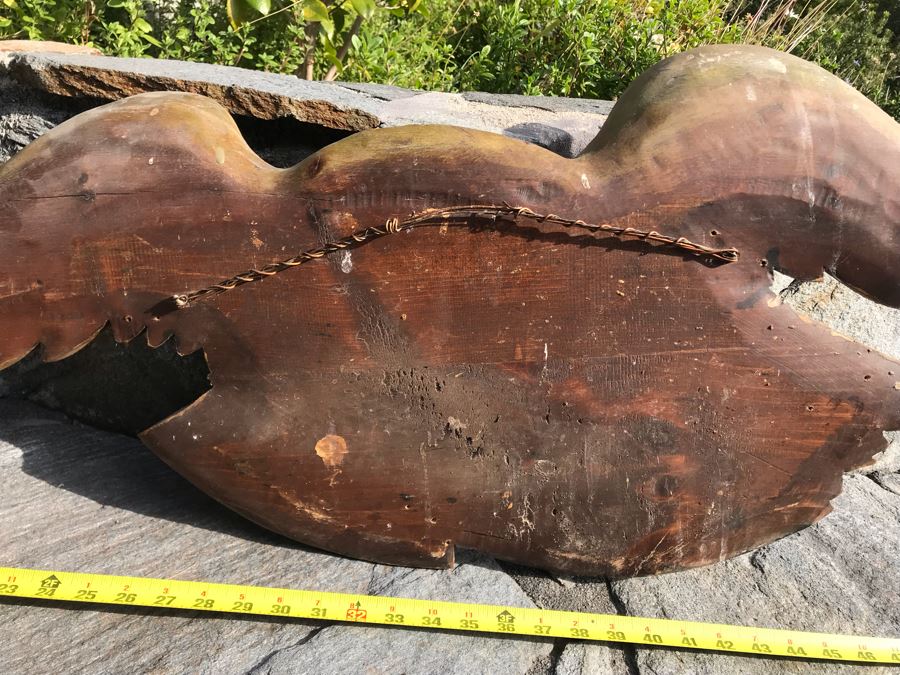 Old Deep-Relief Hand Carved Painted Wooden Eagle Clutching Arrows And Union Shield Purchased In Massachusetts [Photo 14]