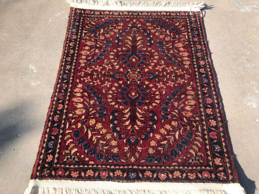 Vintage Hand Knotted Small Persian Area Rug 30 X 23 [Photo 2]
