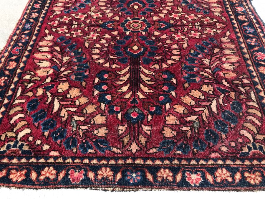 Vintage Hand Knotted Small Persian Area Rug 30 X 23 [Photo 3]