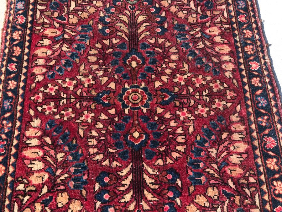 Vintage Hand Knotted Small Persian Area Rug 30 X 23 [Photo 6]