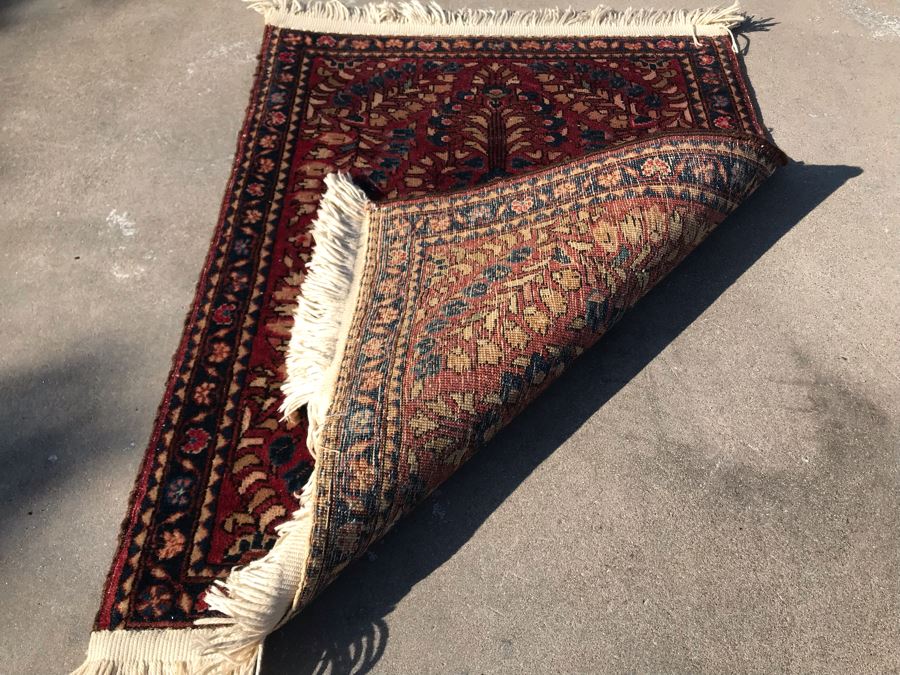 Vintage Hand Knotted Small Persian Area Rug 30 X 23 [Photo 7]