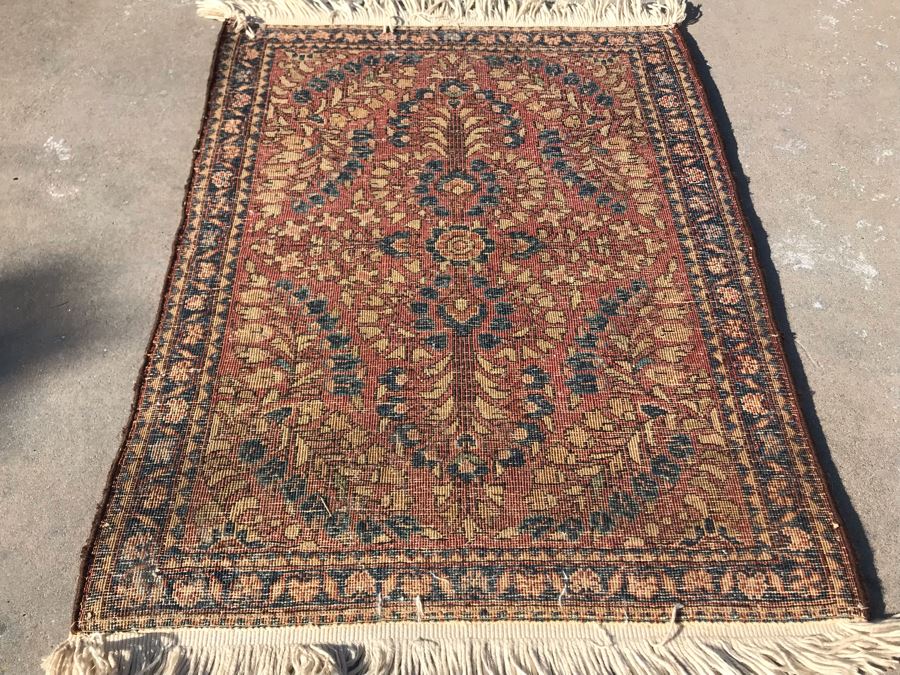 Vintage Hand Knotted Small Persian Area Rug 30 X 23 [Photo 9]