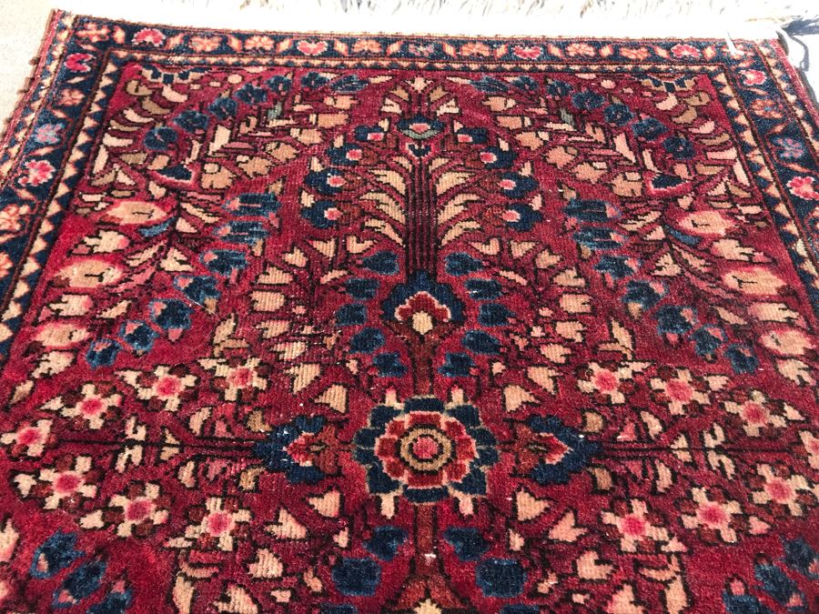Vintage Hand Knotted Small Persian Area Rug 30 X 23 [Photo 4]