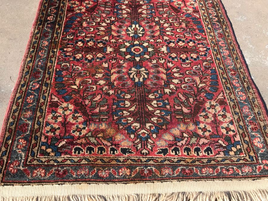 Vintage Hand Knotted Small Persian Area Rug 30 X 23 [Photo 2]