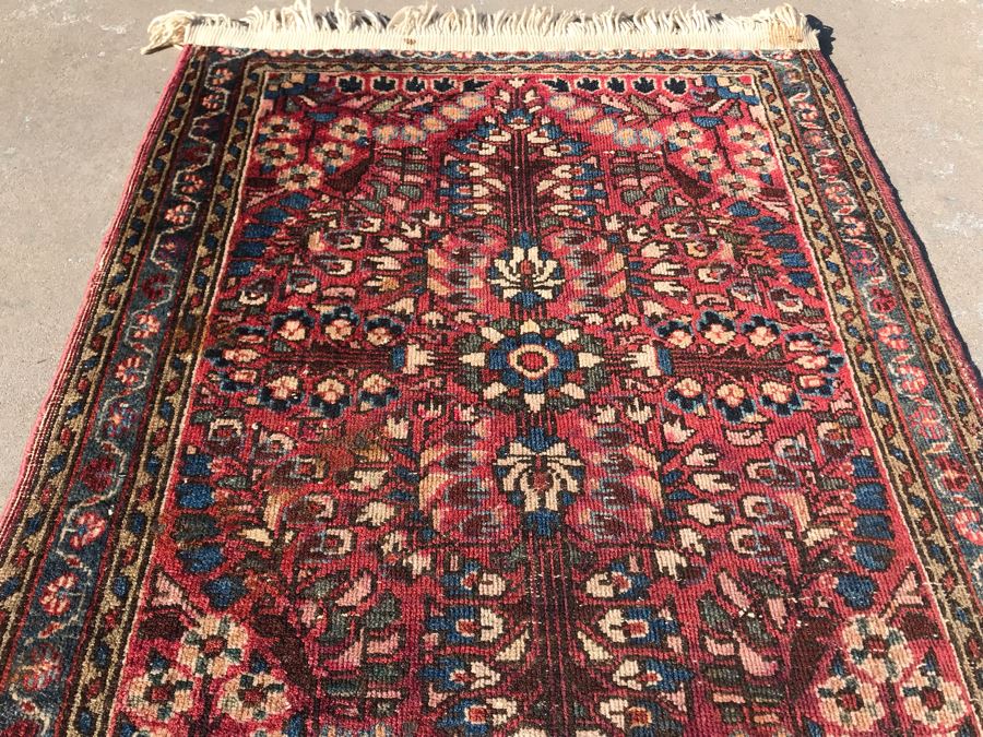 Vintage Hand Knotted Small Persian Area Rug 30 X 23 [Photo 3]