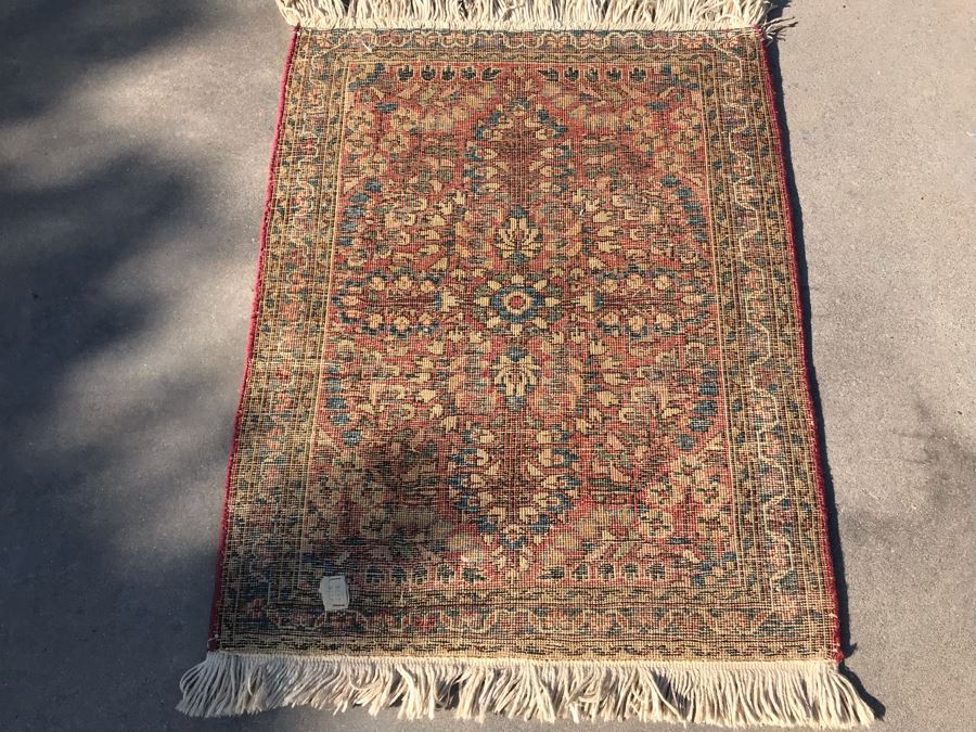 Vintage Hand Knotted Small Persian Area Rug 30 X 23 [Photo 9]