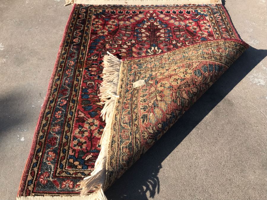 Vintage Hand Knotted Small Persian Area Rug 30 X 23 [Photo 5]