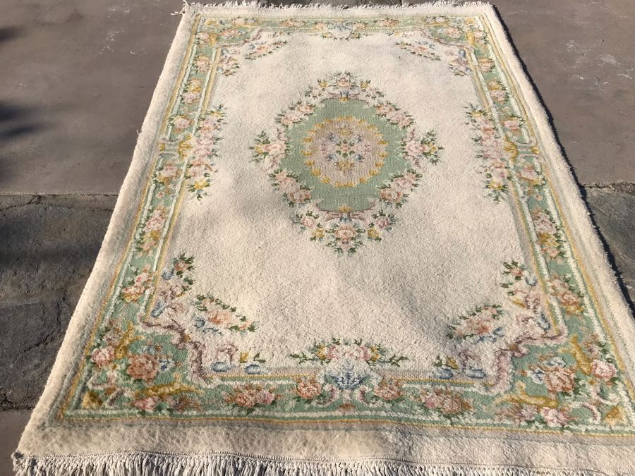 Vintage Shabby Chic Floral Pattern Wool Area Rug 50 X 73   35249 Dd2y 