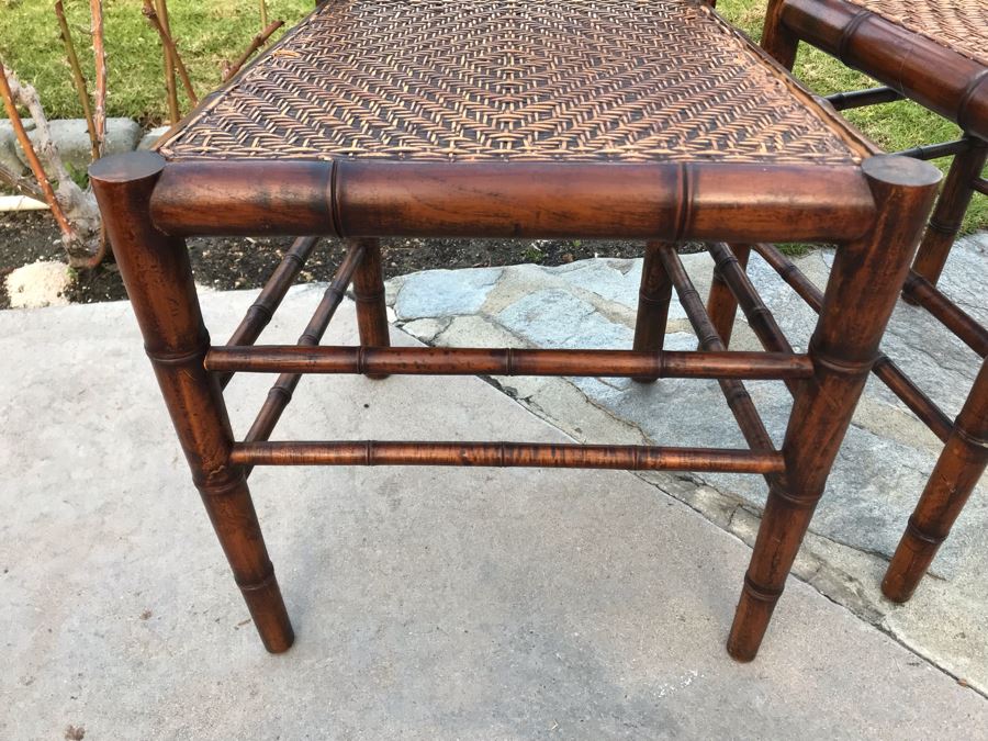 Pair Of Vintage Hollywood Regency Bamboo Motif Wooden Chairs [Photo 9]
