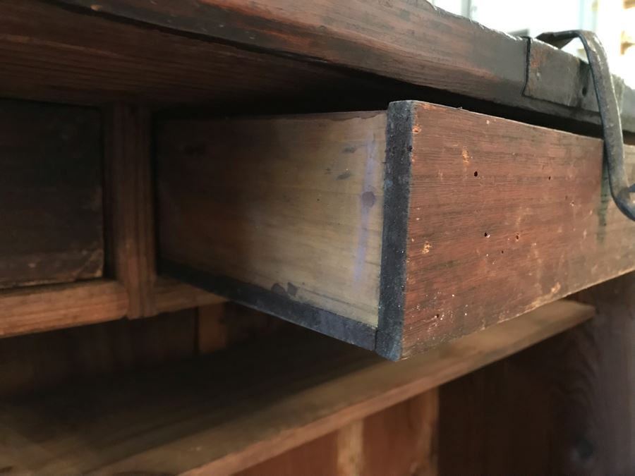 Stunning Antique Handmade Asian Chest Trunk Cabinet With Internal Drawers And Shelf - See Photos For Writing And Seals 33W X 14D X 28H [Photo 22]