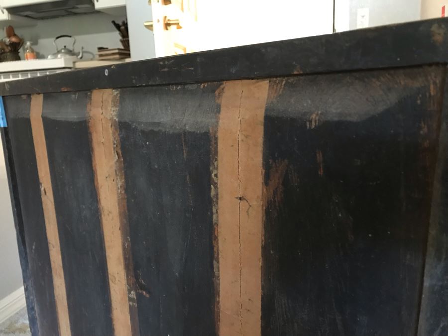 Stunning Antique Handmade Asian Chest Trunk Cabinet With Internal Drawers And Shelf - See Photos For Writing And Seals 33W X 14D X 28H [Photo 26]