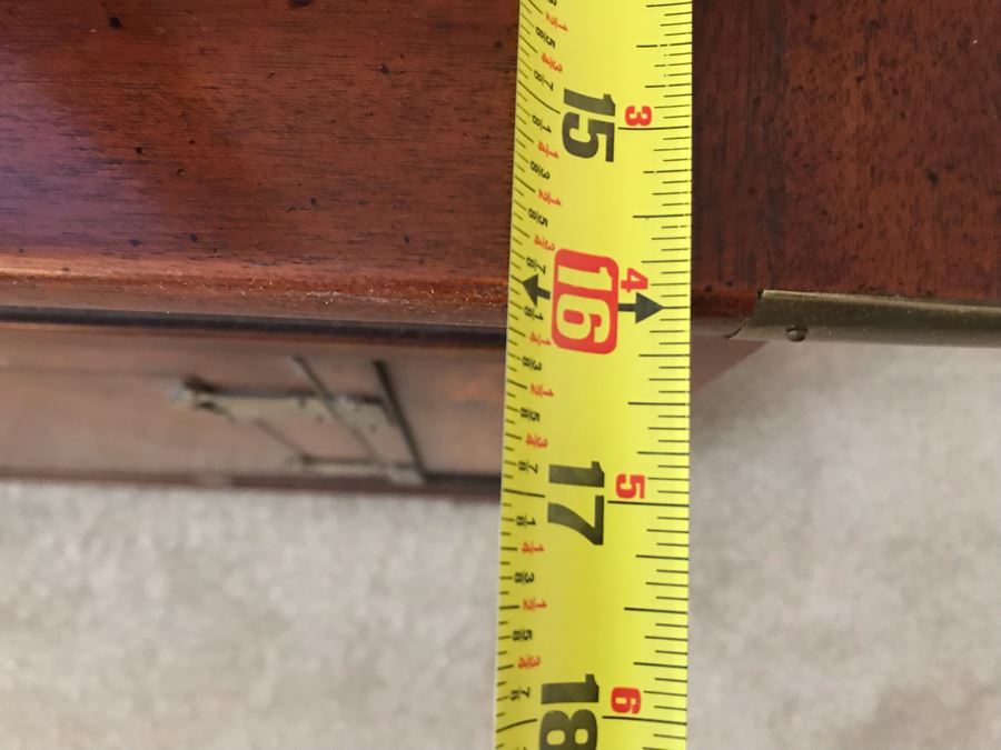 Vintage Chinoiserie Wooden Credenza Cabinet Campaing Style With Brass Hardware 60W X 16D X 27H [Photo 11]