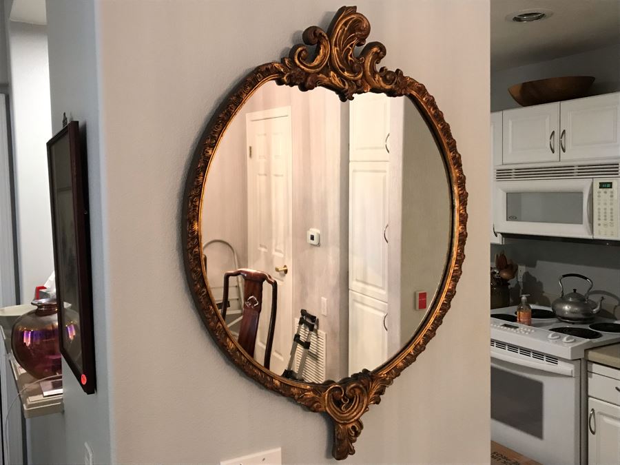 Vintage Gilded Oval Wall Mirror 26W X 36H [Photo 1]