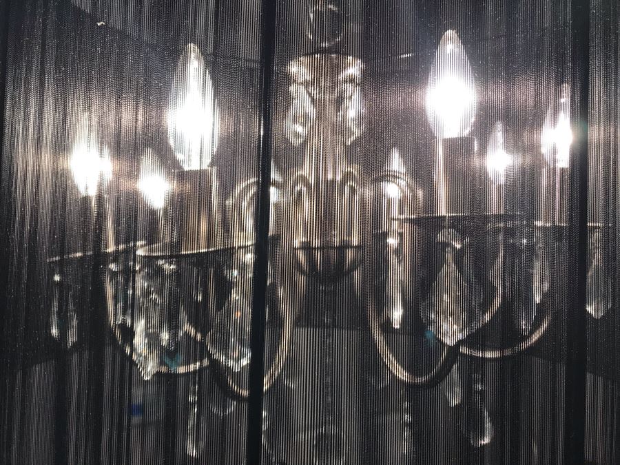 Modern Handing Silver Tone Chandelier Light Fixture With Black Shade [Photo 7]