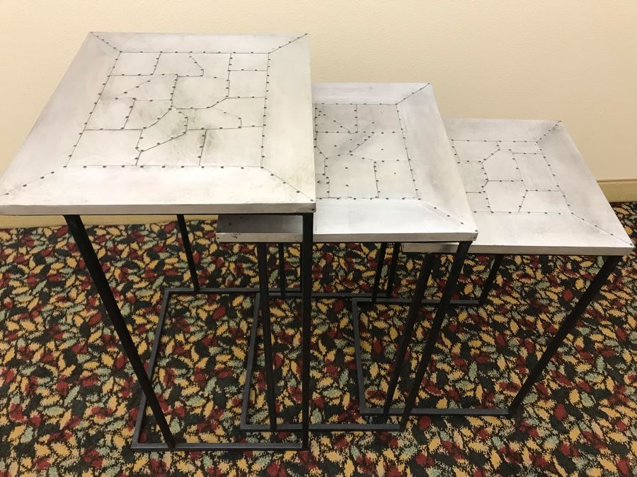 Modern Metal Top And Base Nesting Tables - 3 Tables [Photo 1]