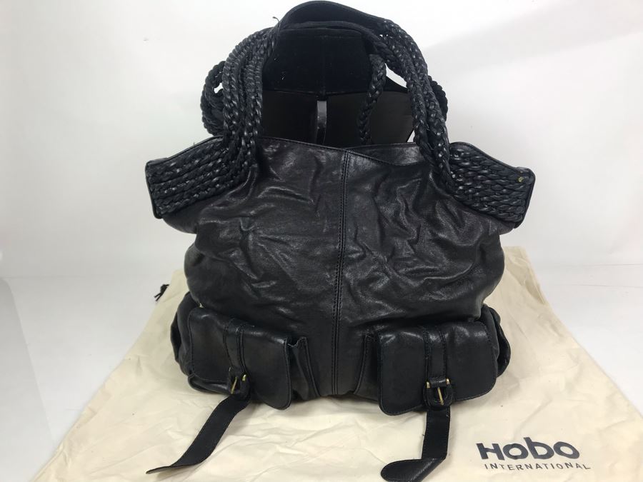 Hobo International Black Leather Handbag With Dust Cover