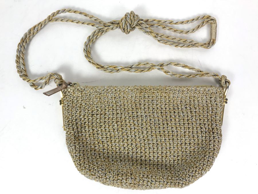 Rodo Italy Gold And Silver Tone Woven Rope Style Handbag [Photo 3]