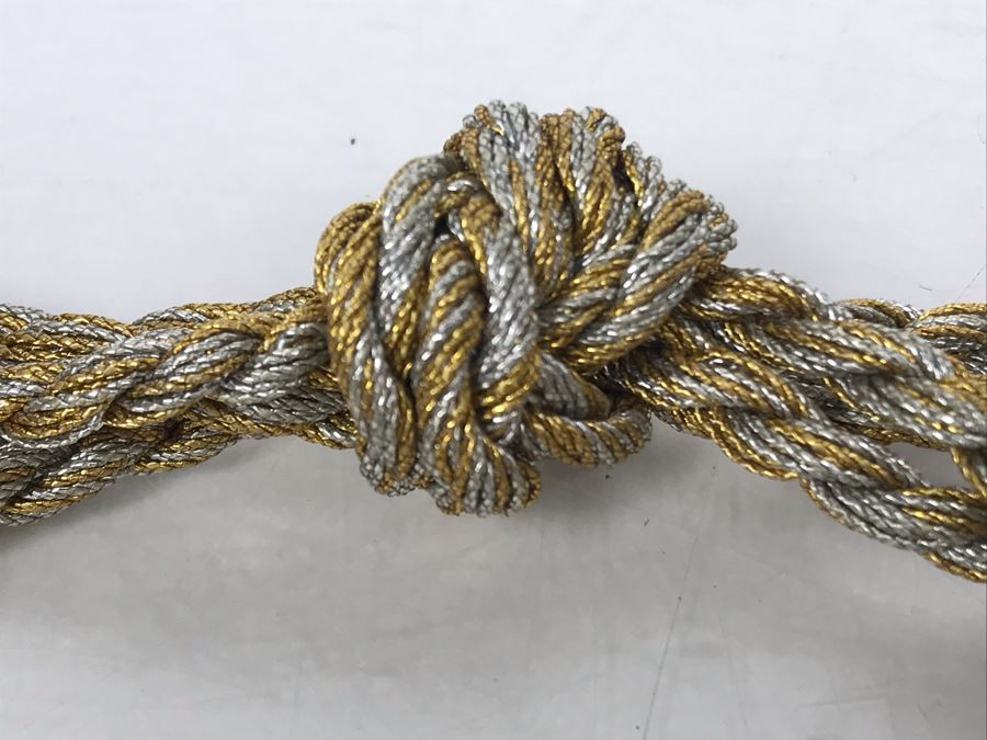 Rodo Italy Gold And Silver Tone Woven Rope Style Handbag [Photo 6]