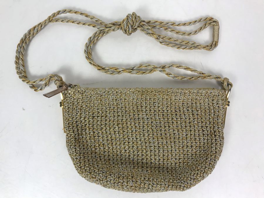 Rodo Italy Gold And Silver Tone Woven Rope Style Handbag [Photo 2]