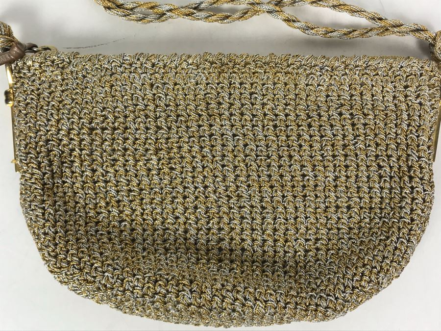 Rodo Italy Gold And Silver Tone Woven Rope Style Handbag [Photo 4]