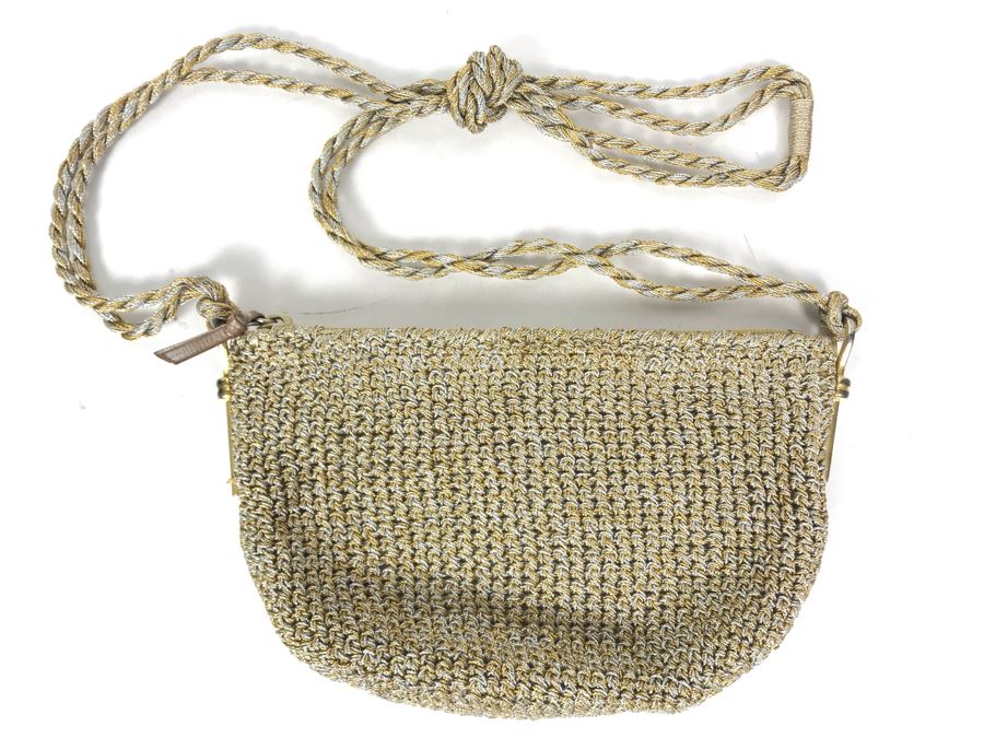 Rodo Italy Gold And Silver Tone Woven Rope Style Handbag