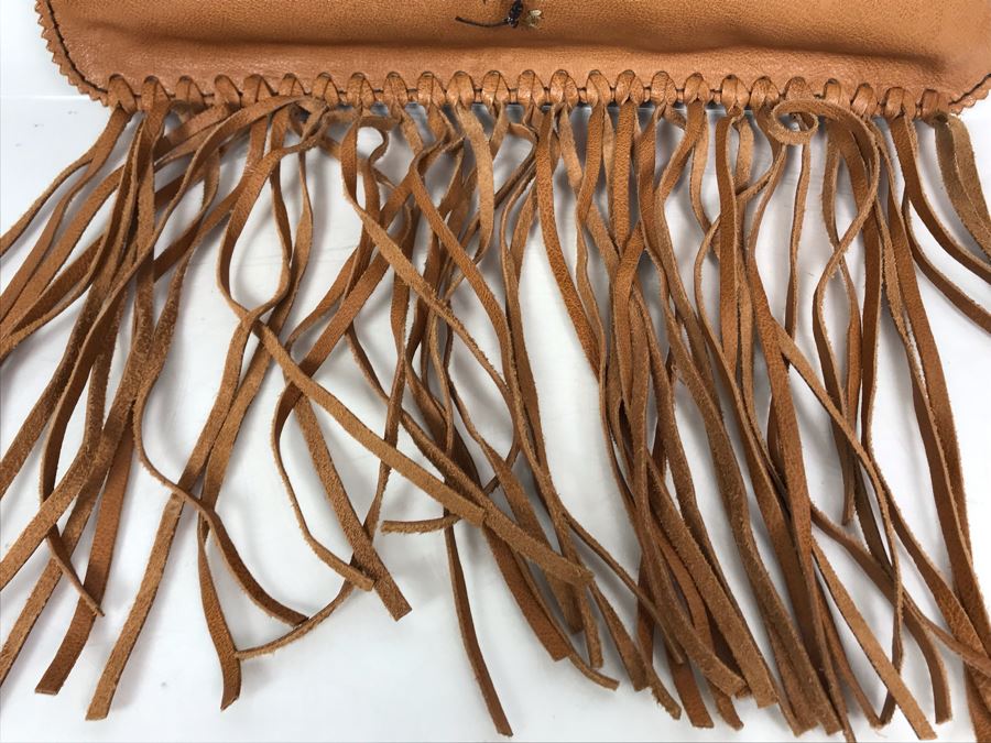 Henry Beguelin Leather Handbag Native American Motif With Turquoise Donut - Appears To Be New [Photo 6]