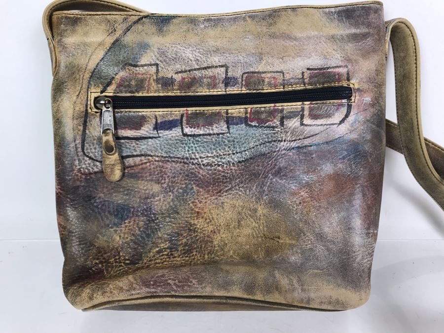 Jane Yoo Wearable Art Handpainted Signed Leather Handbag [Photo 4]
