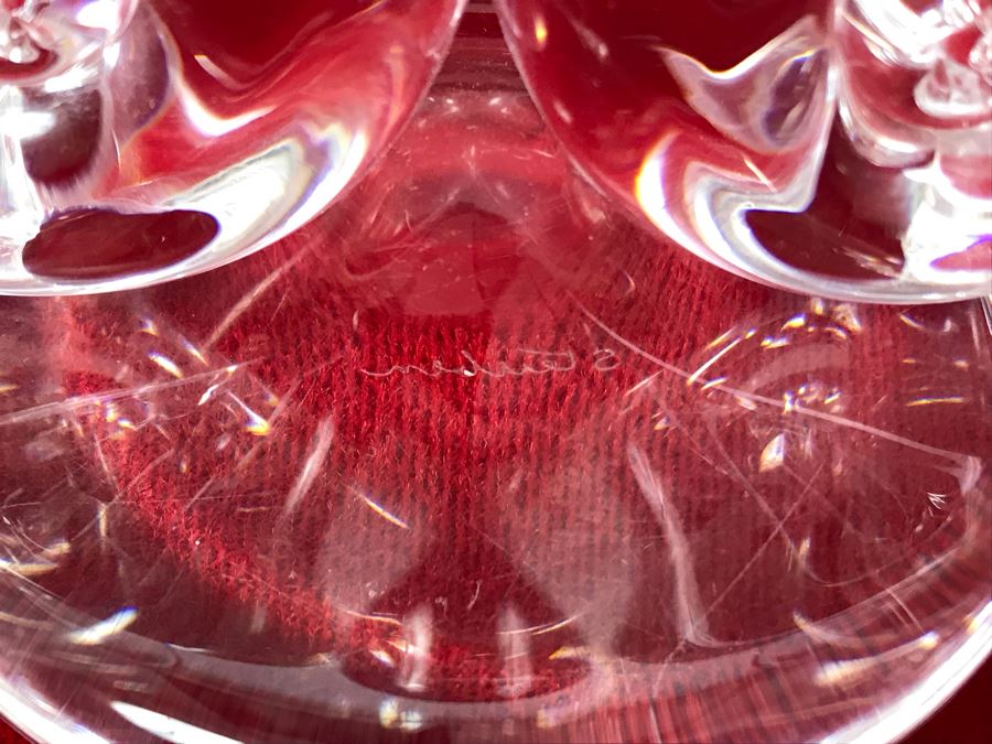 Signed Steuben Crystal Double Candelabra Candle Holder Centerpiece 7W X 4.5H [Photo 4]