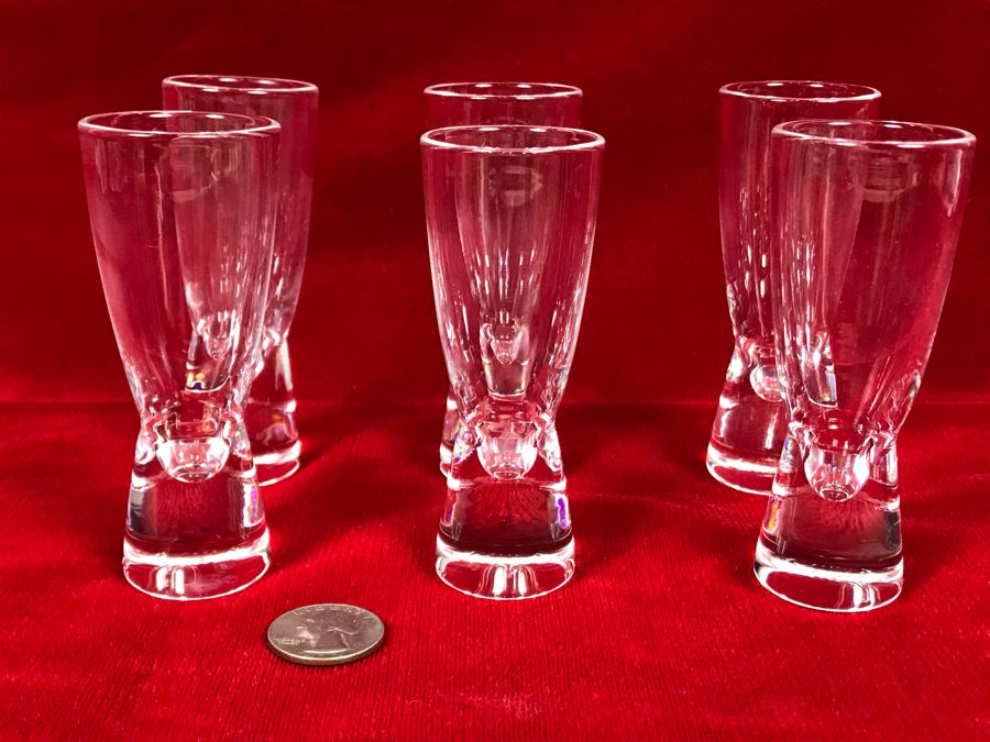 (6) Signed Steuben Crystal 4' Mid-Century Art Glass Shot Glasses By Don Pollard [Photo 5]