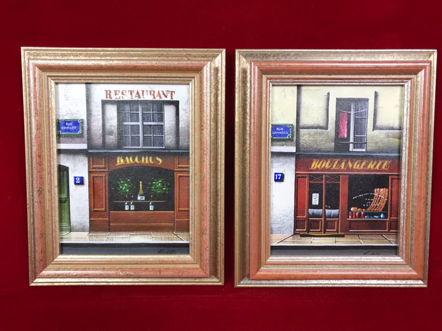 Pair Of Framed Rue Gresset, France Storefront Pictures 8 X 9.5