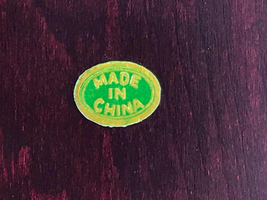 Vintage Chinese Wooden Jewelry Box With Jade Medallion, Brass Chased Hardware And Some Jewelry And Buttons 9W X 7D X 4.5H - See Photos [Photo 24]