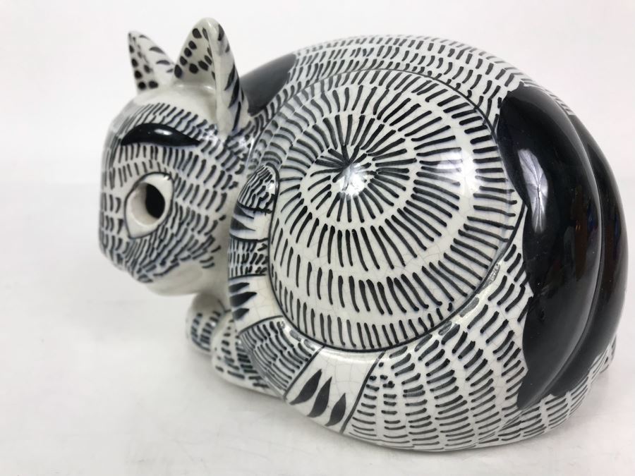 Tiffany Signed Mancioli Ceramic Cat Made In Italy For Tiffany 7W X 4H [Photo 7]