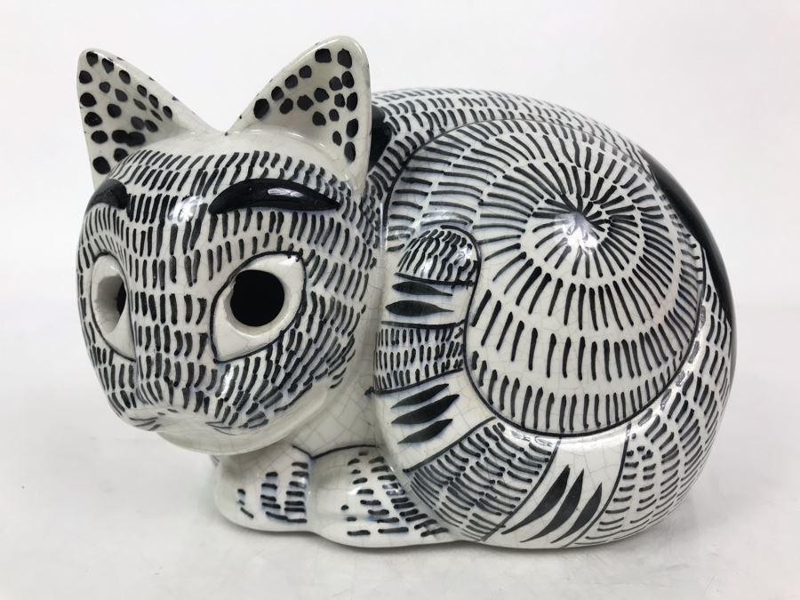 Tiffany Signed Mancioli Ceramic Cat Made In Italy For Tiffany 7W X 4H [Photo 3]