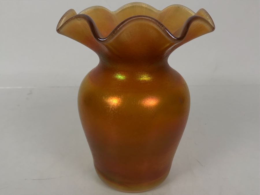 Vintage Imperial Glass Iridescent Fluted Vase 6H [Photo 2]