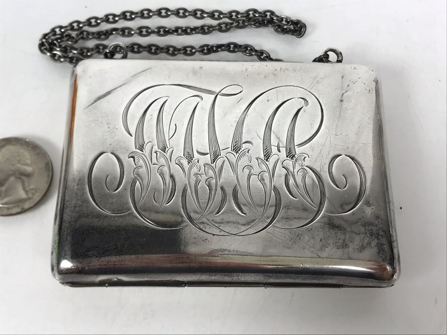 JUST ADDED - Vintage Hand Chased Sterling Silver Purse Evening Bag Wallet Floral Motif 4 X 2.5 172.2g [Photo 5]