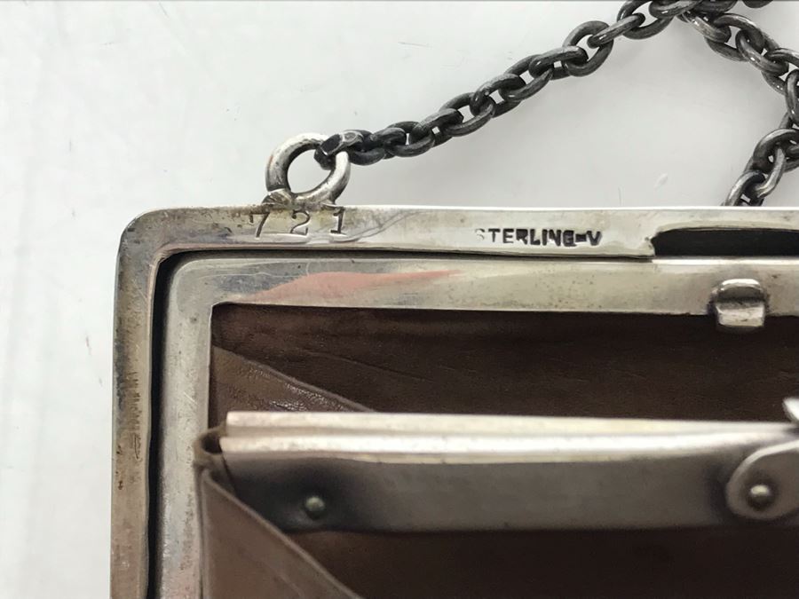 JUST ADDED - Vintage Hand Chased Sterling Silver Purse Evening Bag Wallet Floral Motif 4 X 2.5 172.2g [Photo 9]