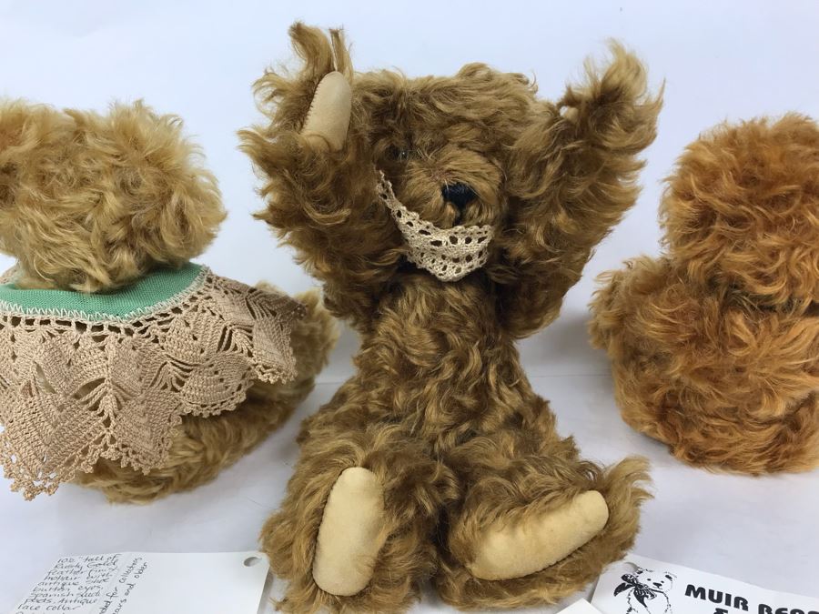 (3) Jointed Mohair Teddy Bears Muir Bears & Toys - Syndi Muir Original Bears From Hawaii / New Zealand [Photo 15]