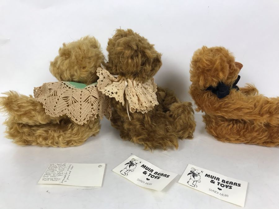 (3) Jointed Mohair Teddy Bears Muir Bears & Toys - Syndi Muir Original Bears From Hawaii / New Zealand [Photo 10]