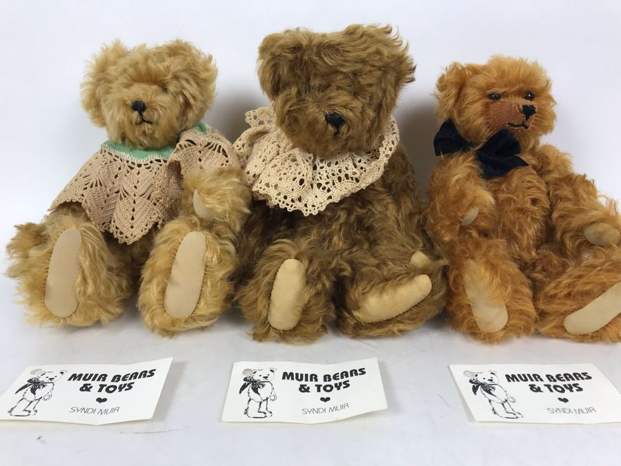(3) Jointed Mohair Teddy Bears Muir Bears & Toys - Syndi Muir Original Bears From Hawaii / New Zealand [Photo 2]