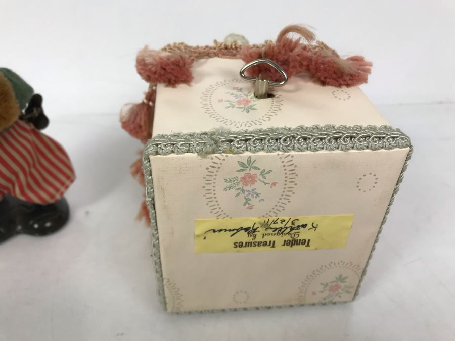 Vintage Working Wind-Up Mechanical Walking Monkey With Cymbals And Mechanical Animated Bear Wind Up Music Box Tender Treasures Designed By Kathleen Robinson [Photo 6]