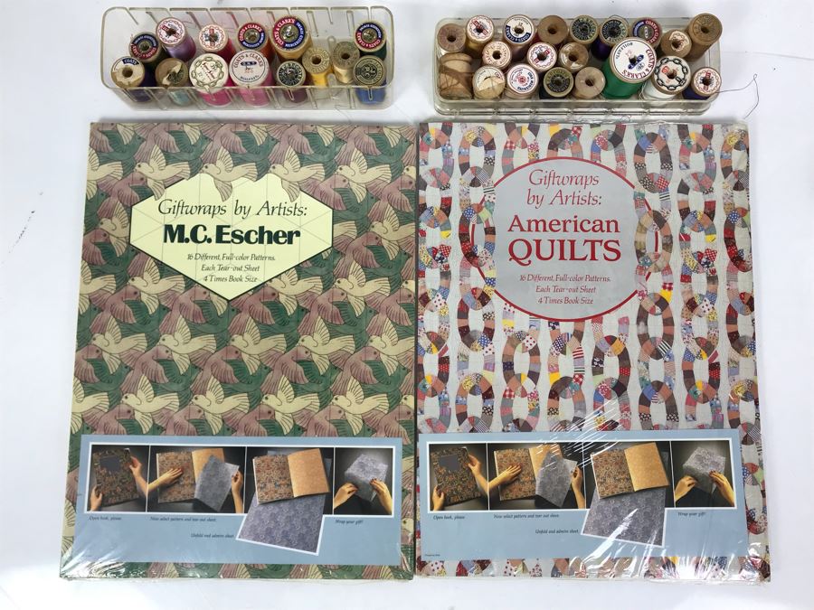 New Giftwraps By Artists: M.C.Escher And American Quilts Plus Collection Of Vintage Wooden Spool Threads [Photo 1]