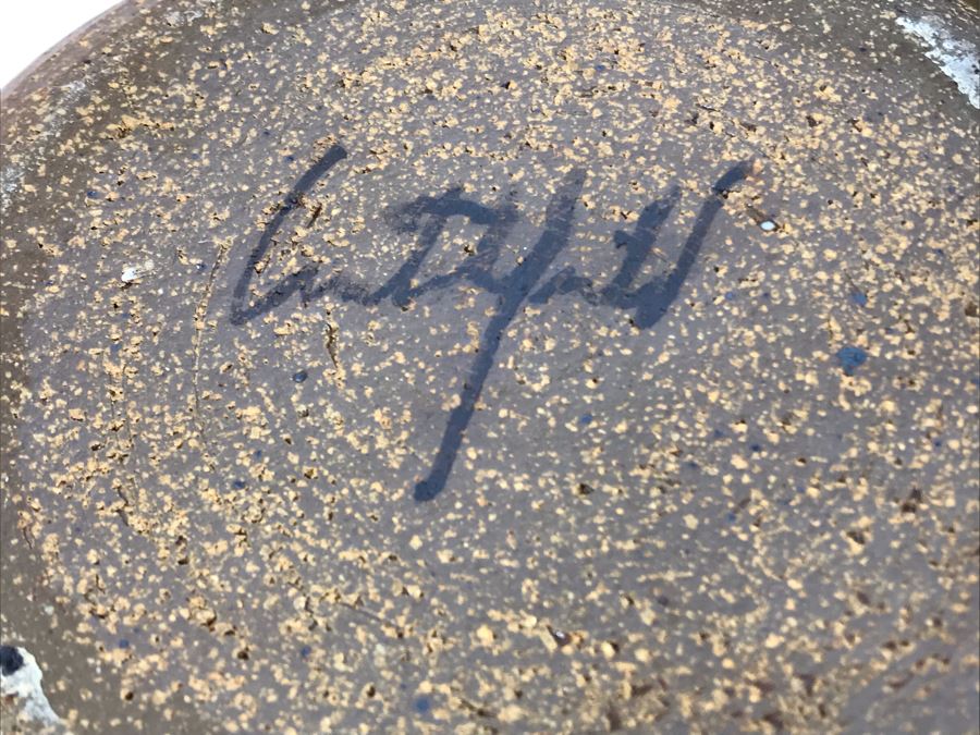 Set Of (3) Signed Pottery Lidded Jars 9.5H [Photo 8]